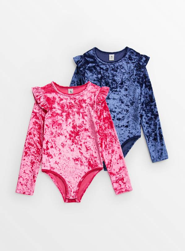 Navy & Pink Velour Bodysuits 2 Pack 11 years
